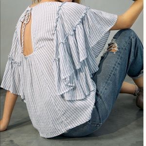 Anthropology Pilcro Sybil Ruffle sleeve blouse 1X NWT